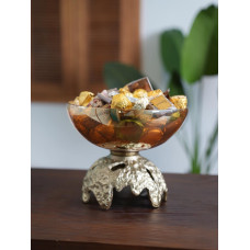  صحن  زجاج قاعدة ألمنيوم  JUVALE   GLASS BOWL    25X25X23 CM 