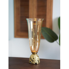  فازة  زجاج قاعدة ألمنيوم  JUVALE GLASS VASE  18X18X43 CM 