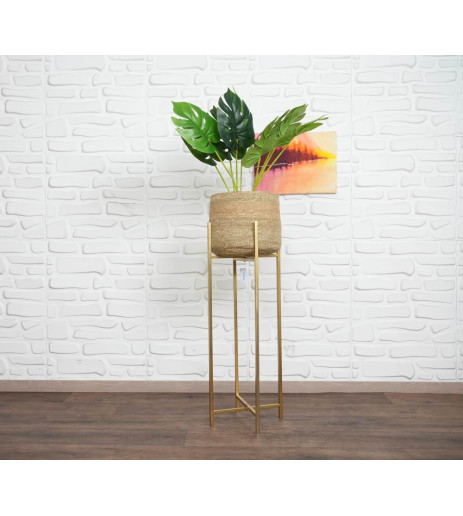  قوار قش مع ستاند URBAN  Seagrass  Planter  Gold